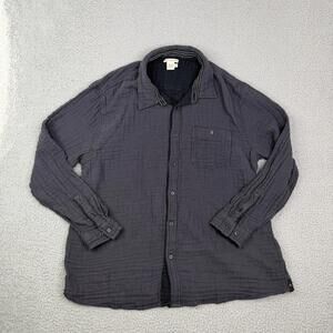 Carbon 2 Cobalt Button Up Charcoal Gray Cotton Gauze Flannel Shirt Men's XL